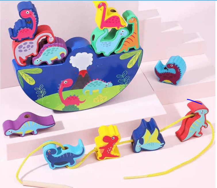 Dinosaur Balance Wooden Building Block Game