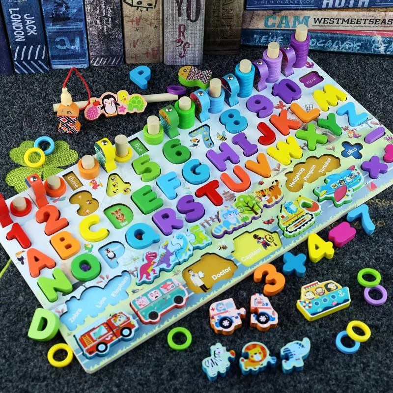 6 in 1 Wooden Montessori Learning Board – Alphabet & Number Fun!