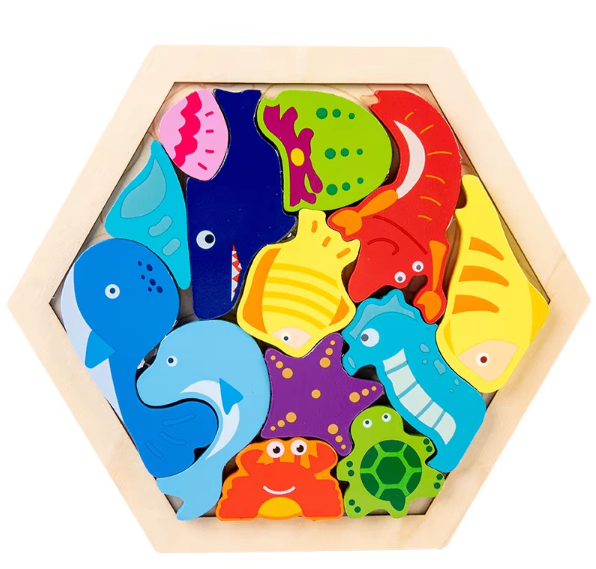 Early Education 3D Puzzle β Wooden Hexagon Shaped