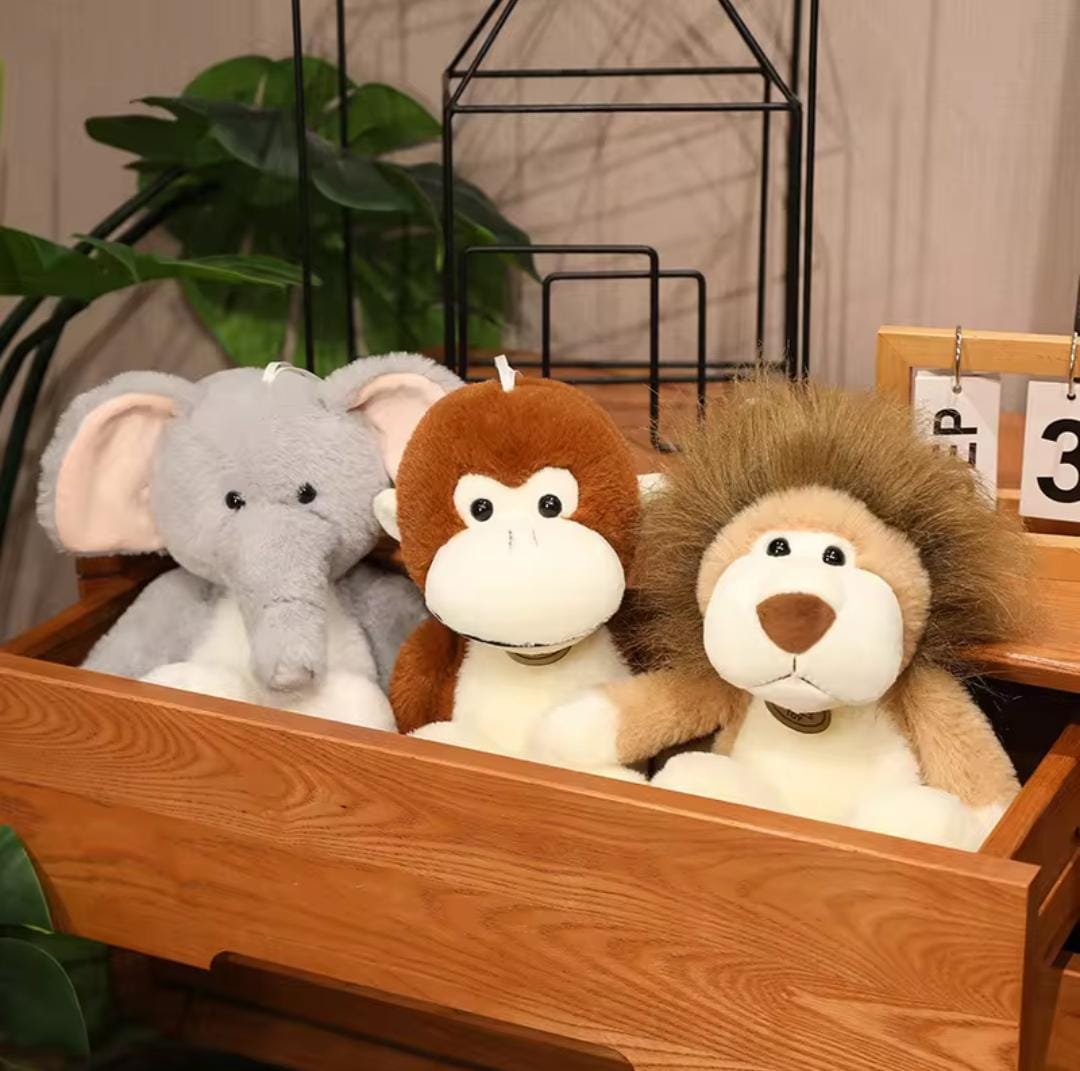 Wildlife Plush toys - Elephant, Lion & Monkey , 12inches