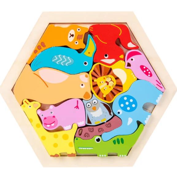 Early Education 3D Puzzle β Wooden Hexagon Shaped