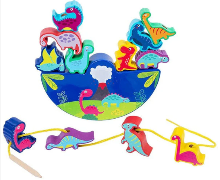 Dinosaur Balance Wooden Building Block Game