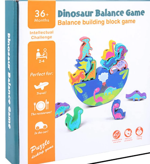 Dinosaur Balance Wooden Building Block Game