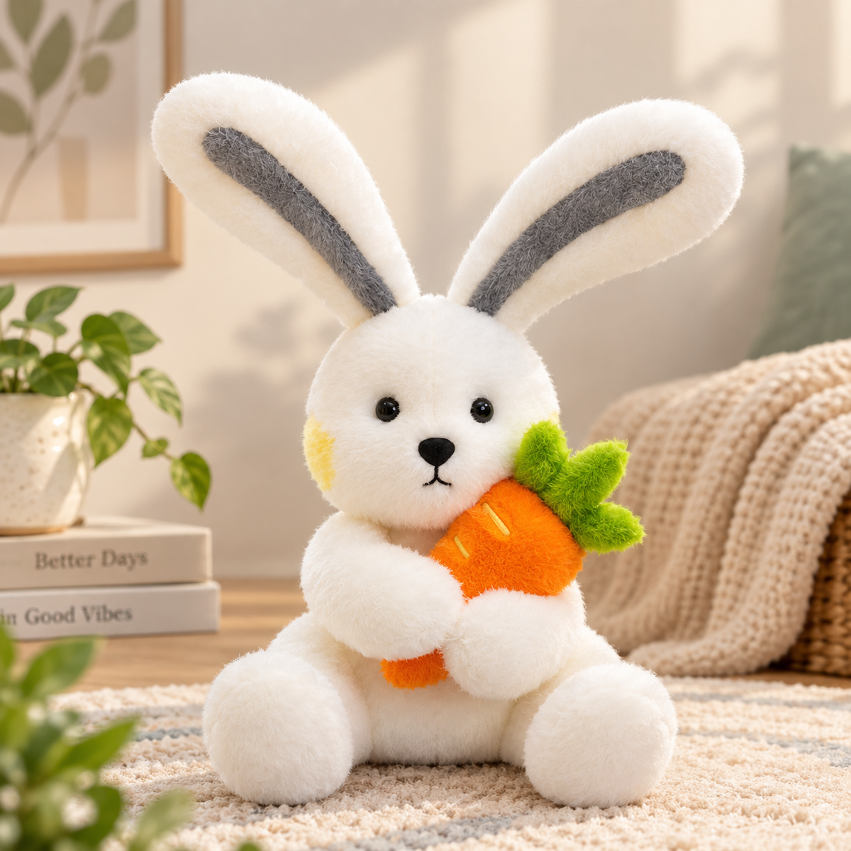 Carrot Hug Bunny Plushie - Two Sizes