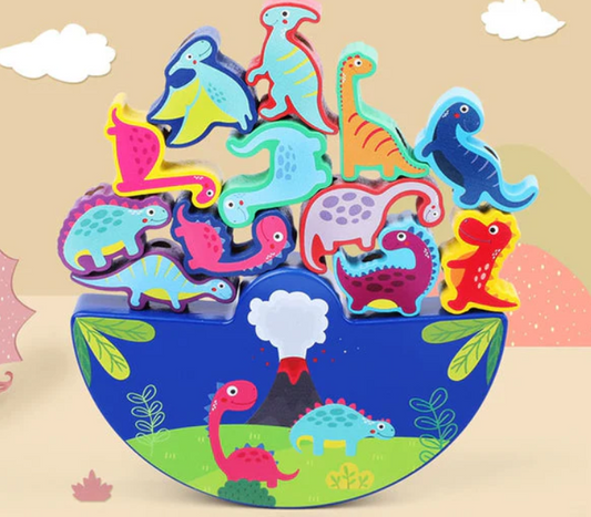Dinosaur Balance Wooden Building Block Game