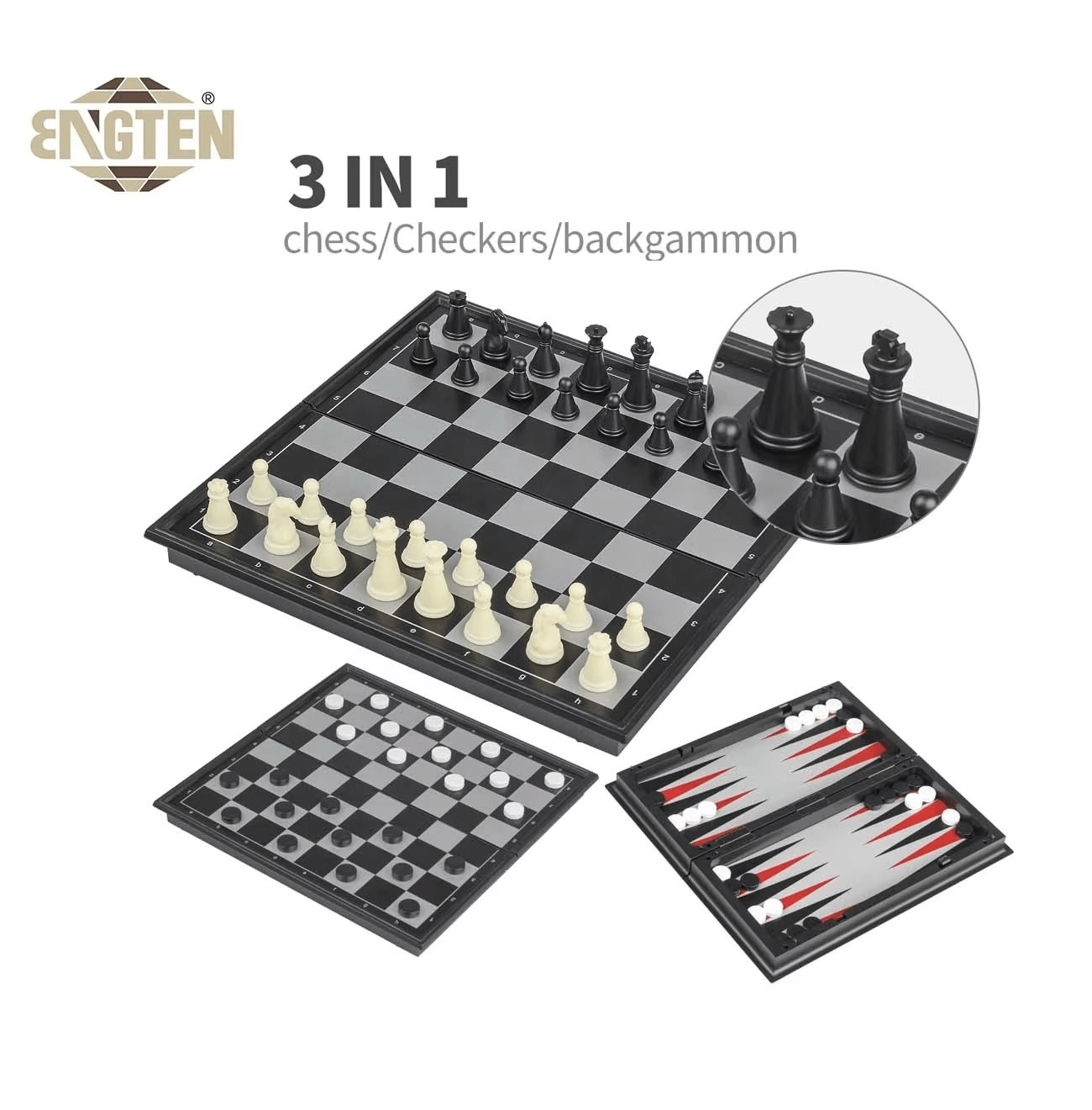 3 in 1 Magnetic Game Board (Chess, Checkers, Backgammon)