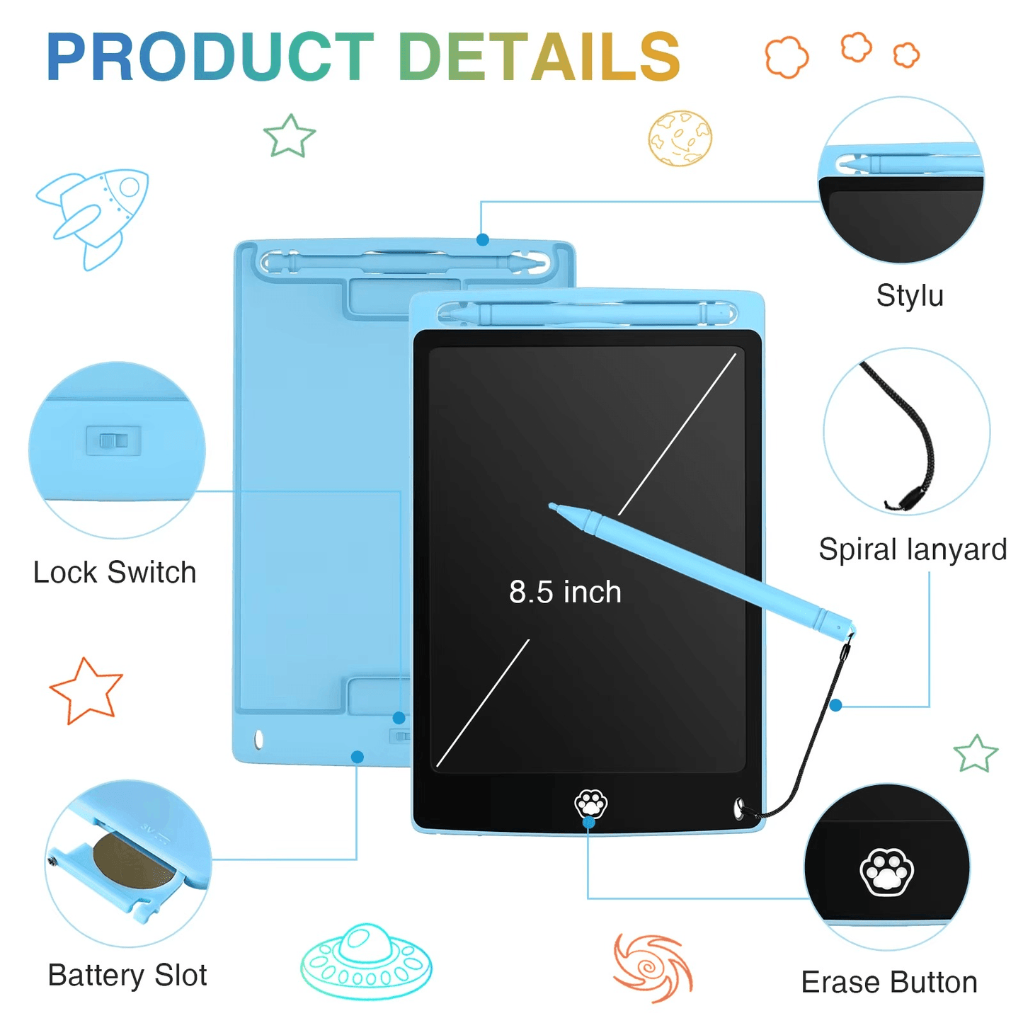 LCD Writing Tablet for Kids - Three sizes (8.5, 10 & 12 inches)
