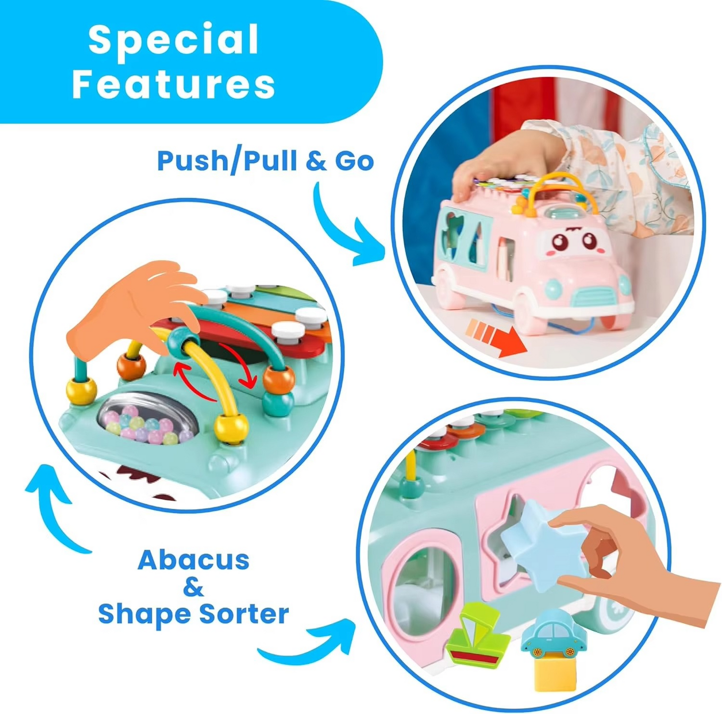 Multi Functional Musical Bus Toy for Early Education