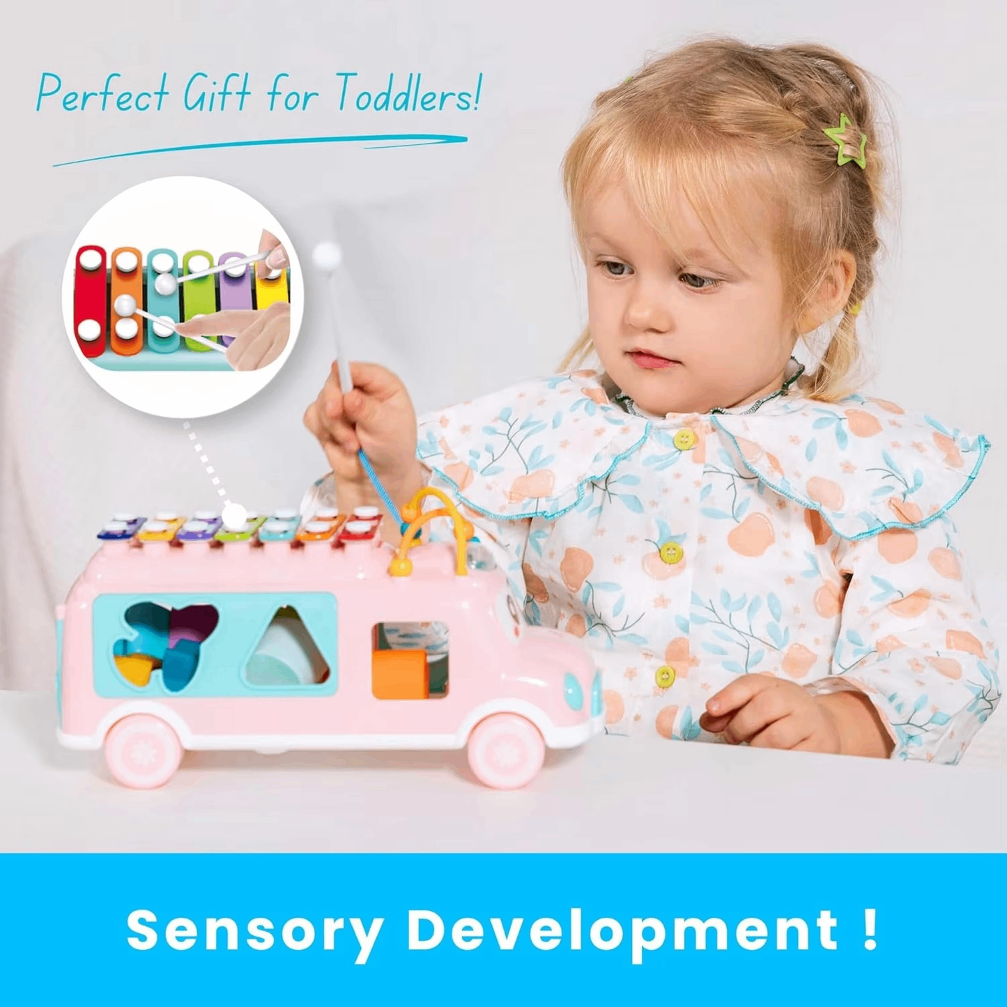 Multi Functional Musical Bus Toy for Early Education