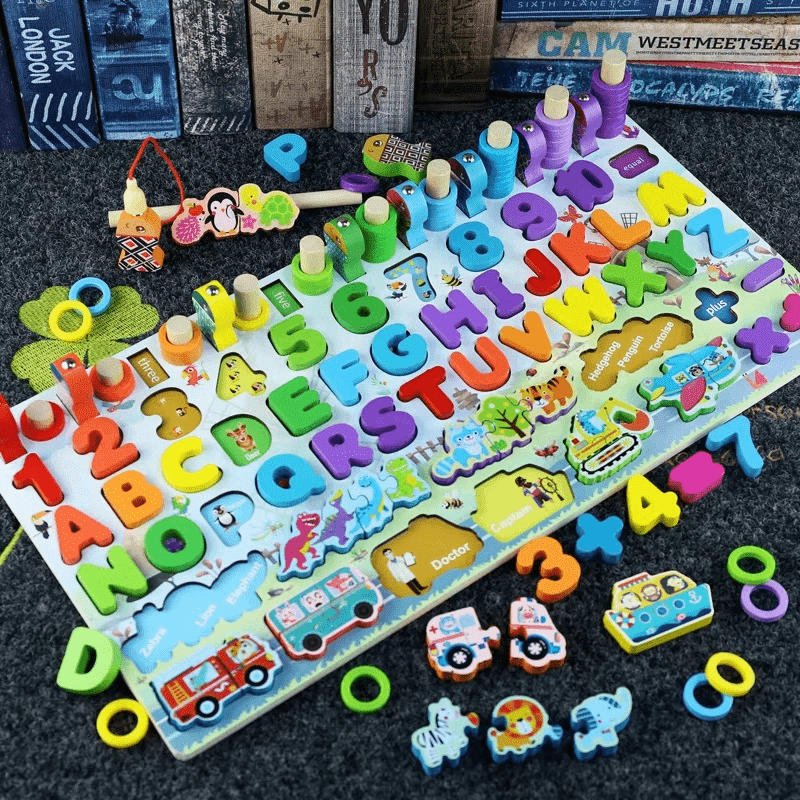 6 in 1 Wooden Montessori Learning Board – Alphabet & Number Fun!