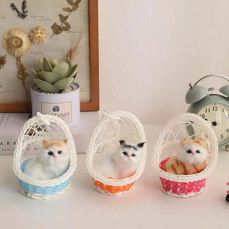 Cat in Basket Stuff toy with Sounds - 1 pc