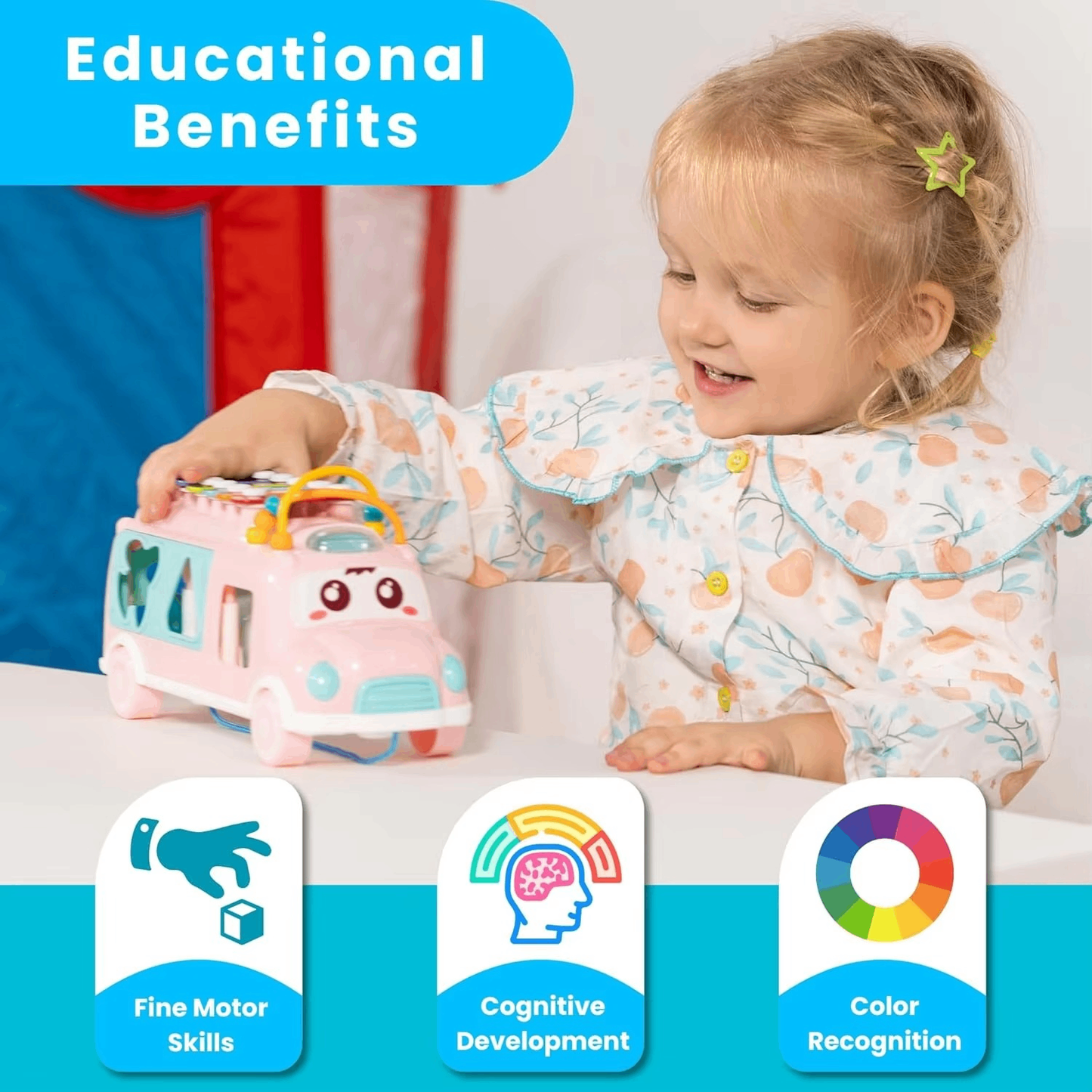 Multi Functional Musical Bus Toy for Early Education