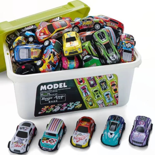 Metal Race Cars Set with Storage Box- 30 Pcs