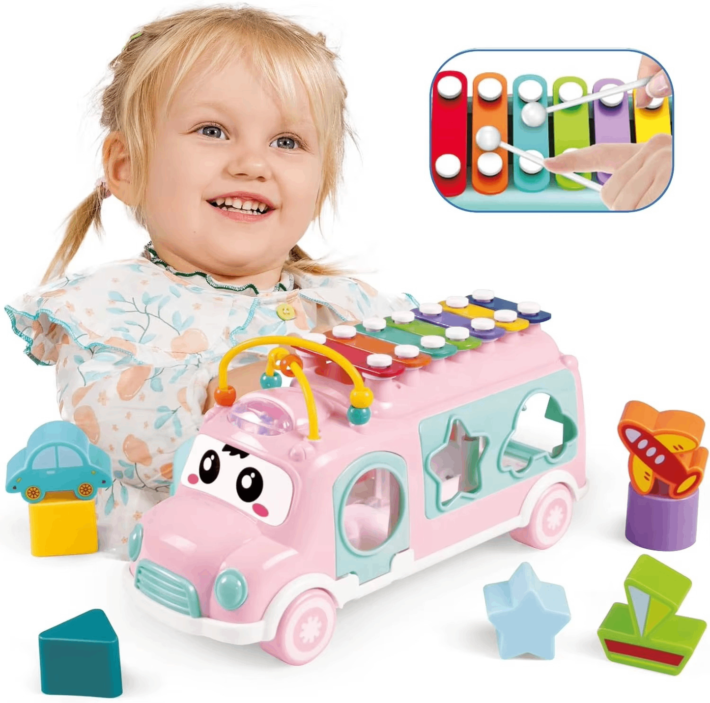 Multi Functional Musical Bus Toy for Early Education