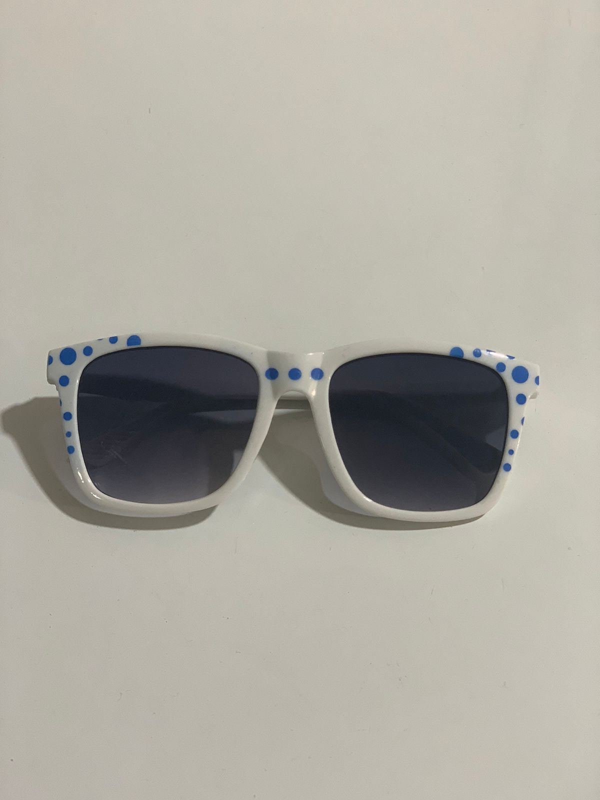 Funky White sunglasses with blue dots