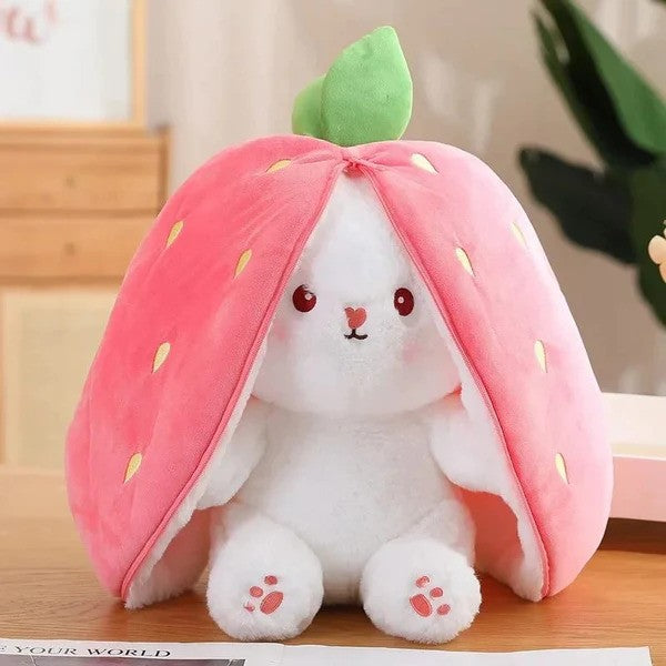 Reversible Bunny rabbit plush toy - Strawberry