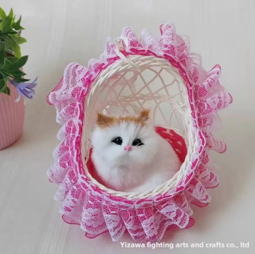 Cat in Basket Stuff toy with Sounds - 1 pc