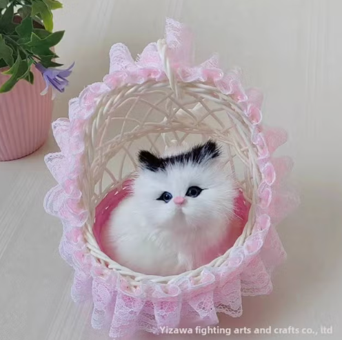 Cat in Basket Stuff toy with Sounds - 1 pc
