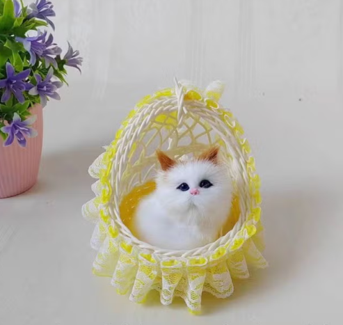 Cat in Basket Stuff toy with Sounds - 1 pc