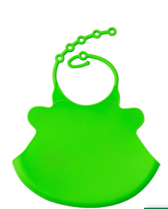 Silicone character Bib with pouch (Green Frog)