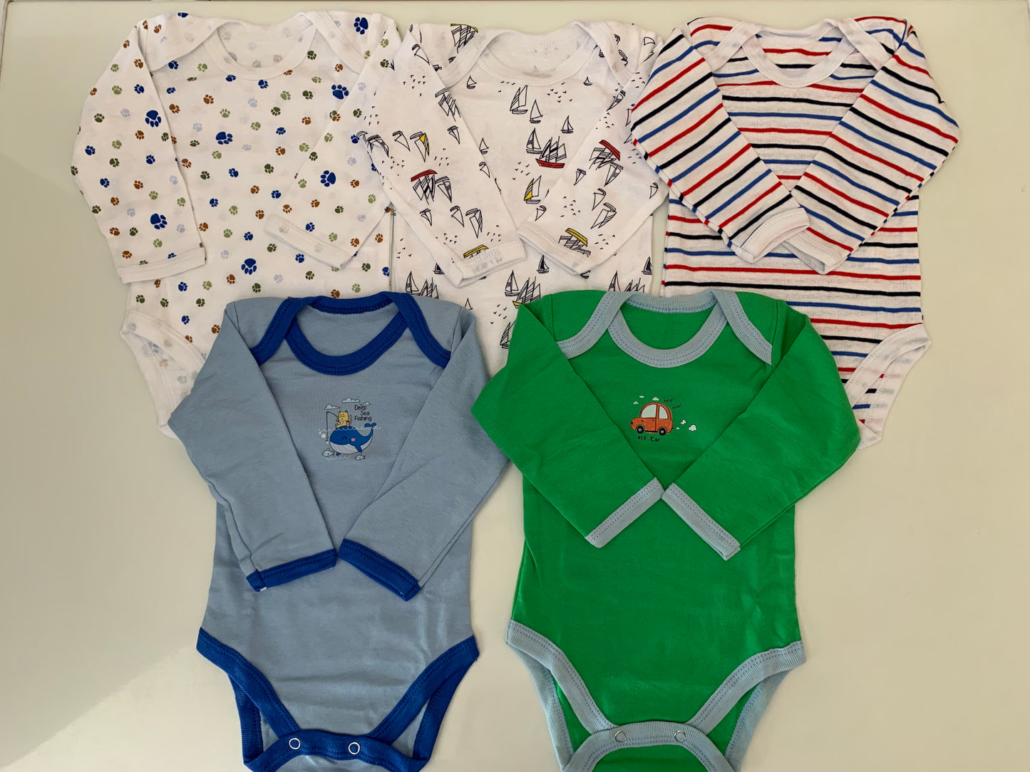 Body suits pack of 5 long sleeves 0-24 months