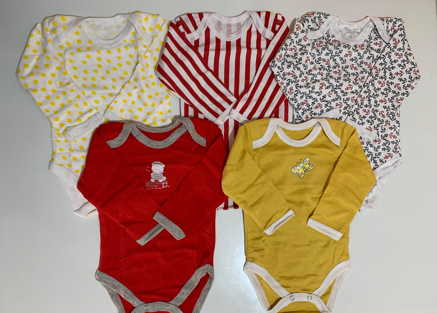 Body suits pack of 5 long sleeves 0-24 months