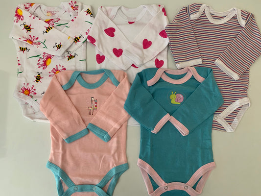 Body suits pack of 5 long sleeves 0-24 months