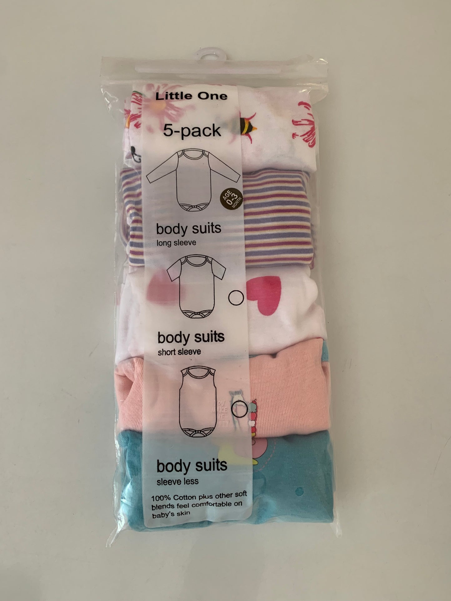 Body suits pack of 5 long sleeves 0-24 months