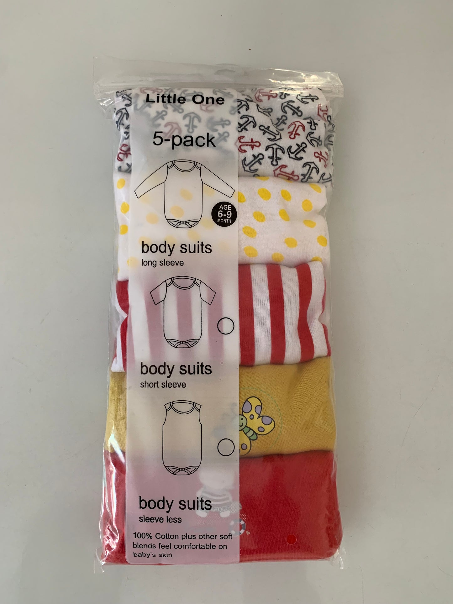 Body suits pack of 5 long sleeves 0-24 months