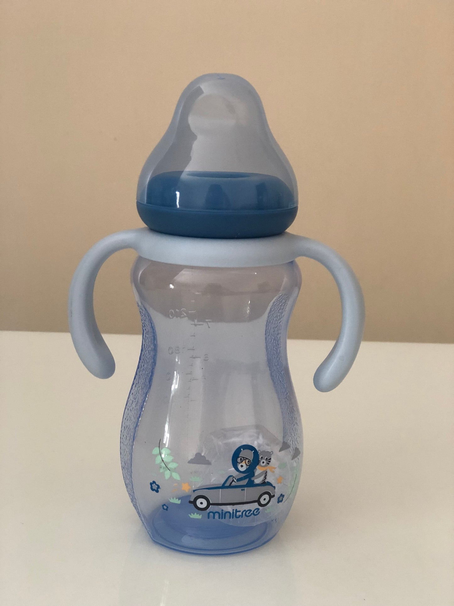 Minitree regular neck feeding bottle with handle 270ml/9oz (6months+)