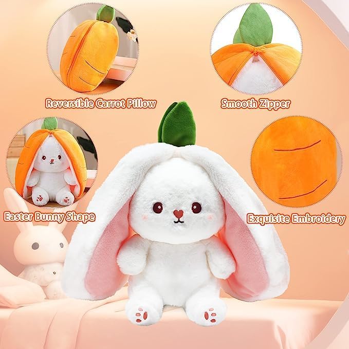 Reversible Bunny rabbit plush toy - 25cm & 35cm